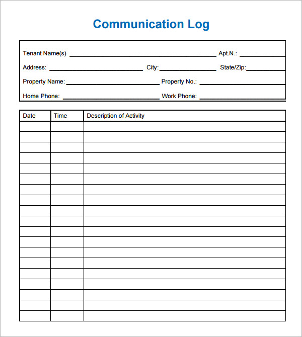 7+ Communication Log Samples PDF, Word Sample Templates