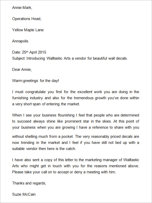 Business Introduction Letter Free Template Company Introduction Letter