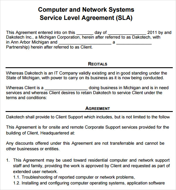 computer service agreement template