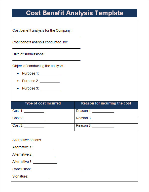 cost benefit analysis template word