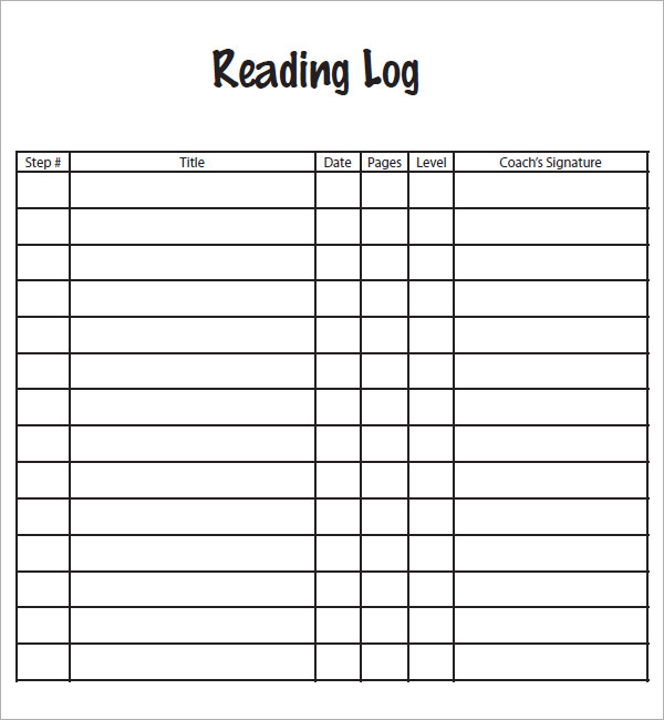 Reading Log Templates 11 Free Printable Word PDF Excel Formats