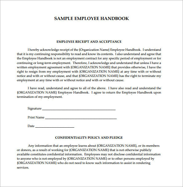 FREE 6+ Sample Printable Employee Handbook Templates in PDF | Google