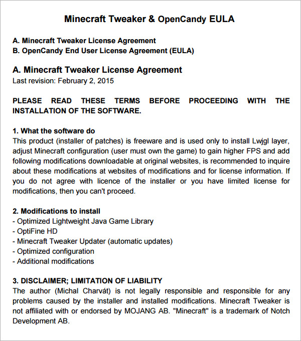 FREE 5  Sample End User License Agreement Templates in PDF MS Word