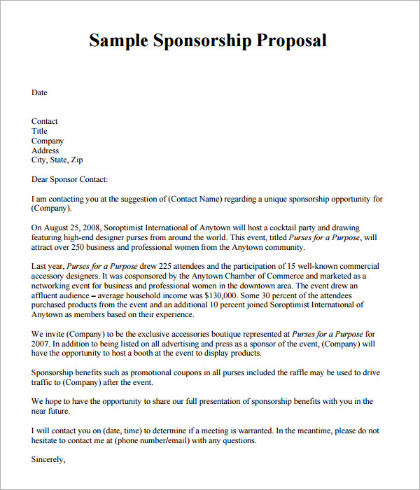 FREE 35+ Sample Sponsorship Proposal Templates in Google Docs MS Word