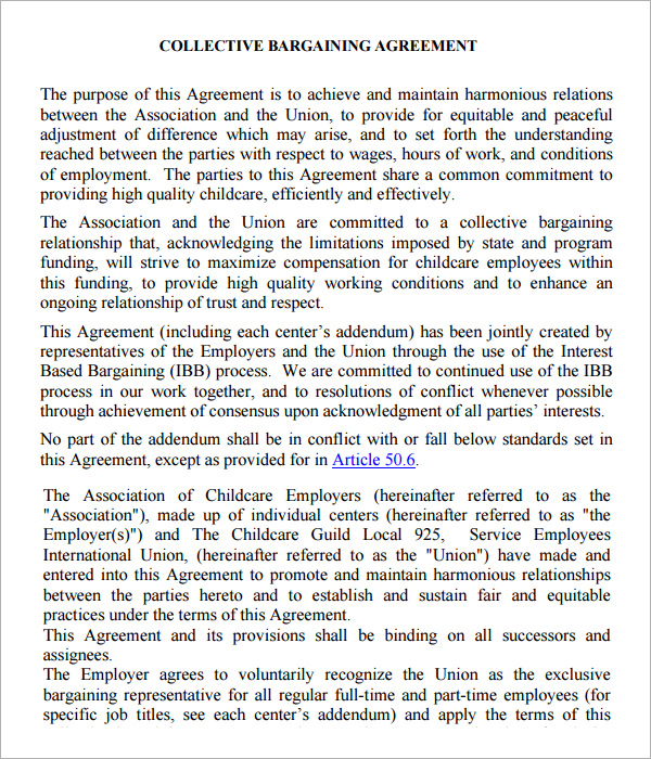 example of collective agreement1