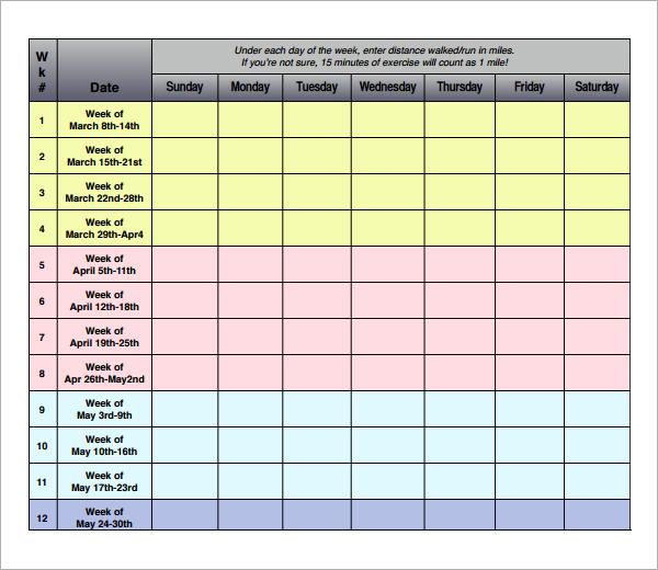 FREE 7+ Sample Exercise Log Templates in PDF MS Word