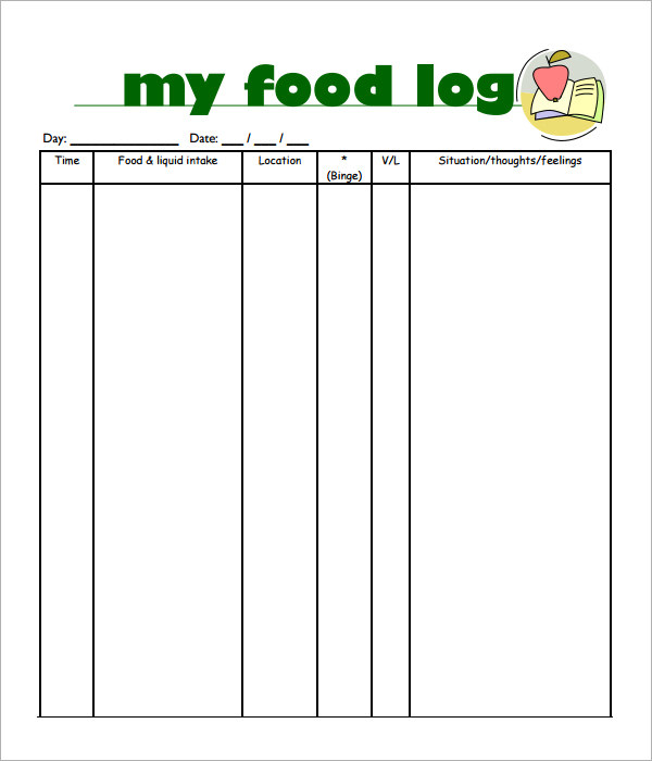 Printable Food Log Template