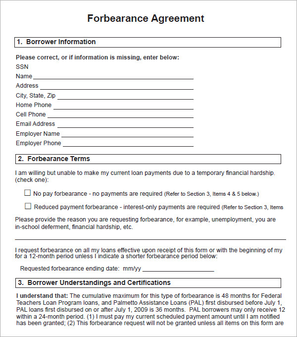 forbearance agreement form1