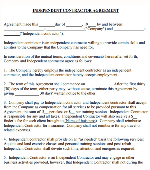 independent contractor agreement