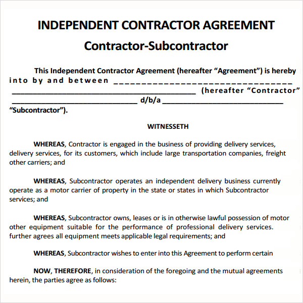 Sample Subcontractor Agreement  17+ Free Documents Downlaod in PDF, Doc