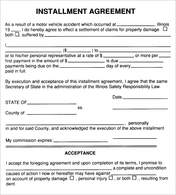 6 Sample Installment Agreement Templates Sample Templates 6120