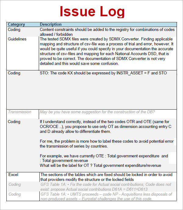 issue log template download1