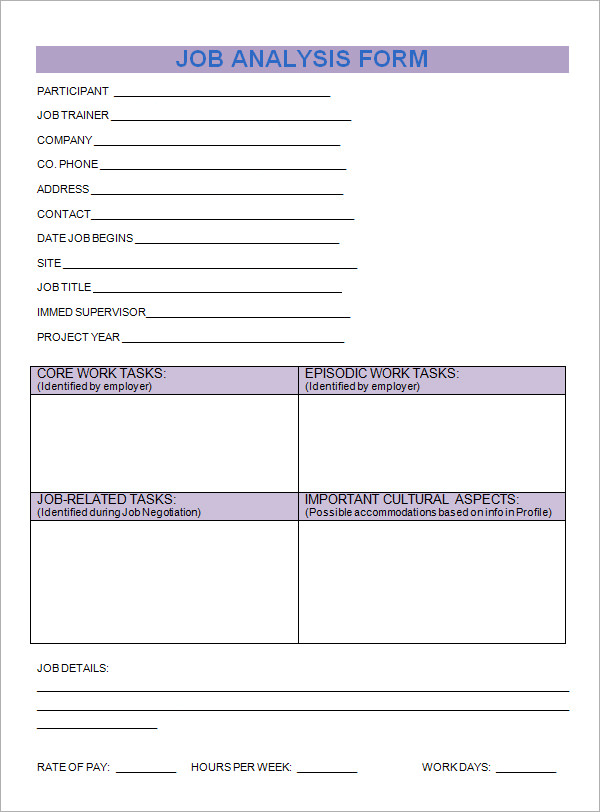 job analysis assignment example