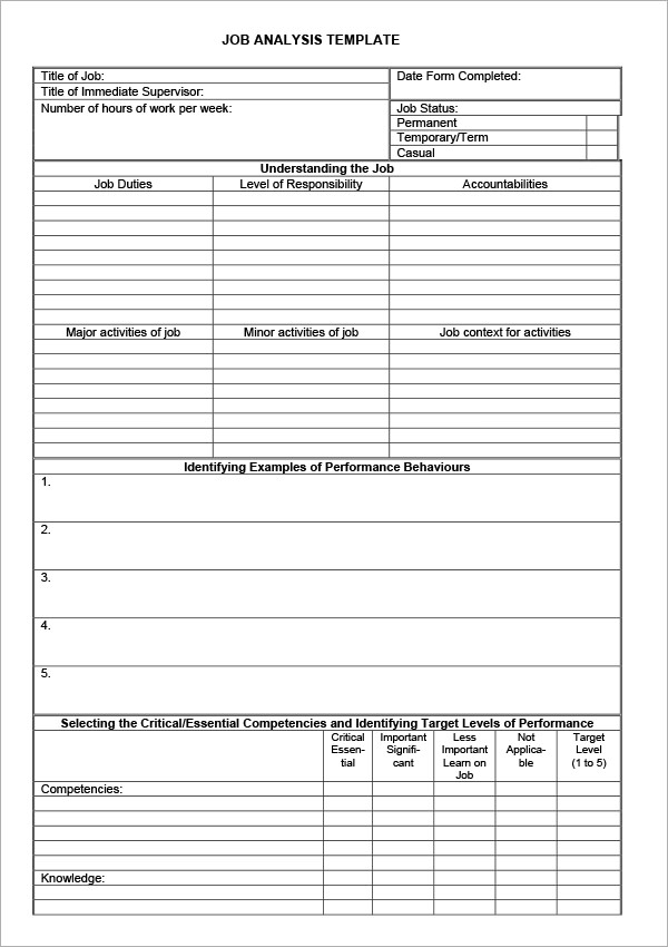 job analysis template pdf