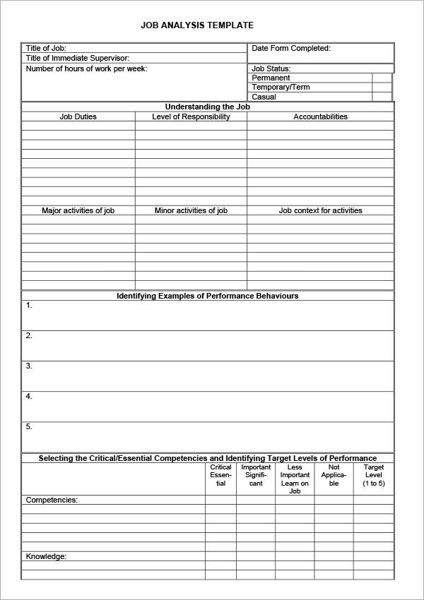 FREE 11+ Sample Job Analysis Templates in Excel | Google