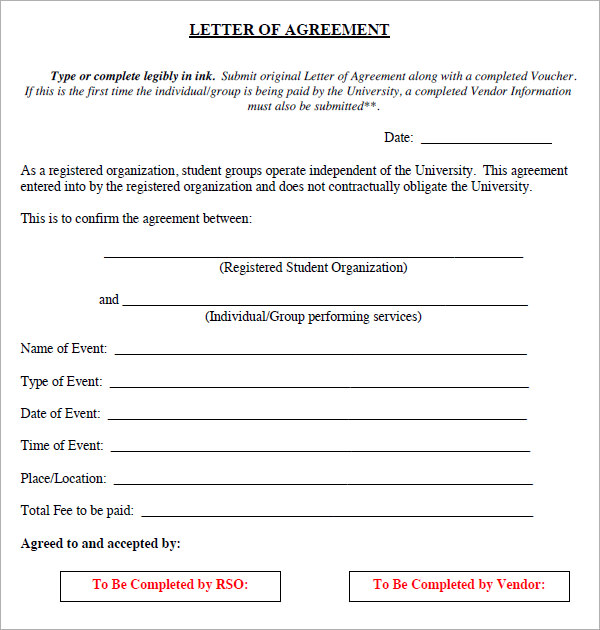 FREE 16+ Letter of Agreement Templates in PDF MS Word Google Docs