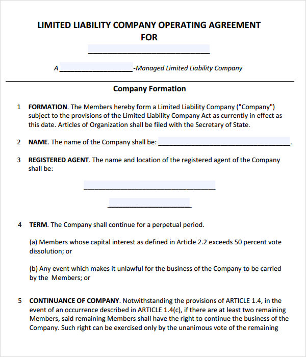 FREE 11 Sample Operating Agreement Templates In Google Docs MS Word 