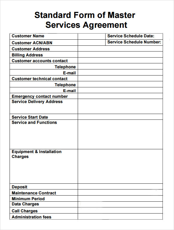 master service agreement form