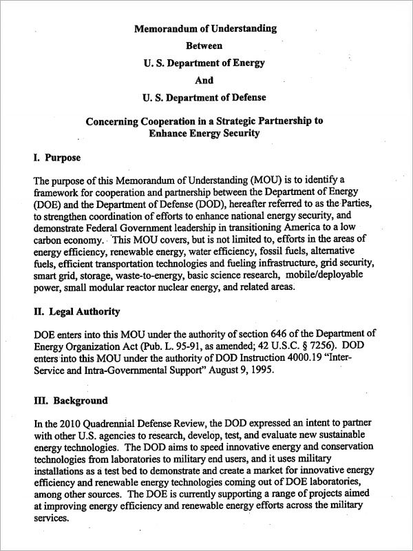 FREE 21 Sample Memorandum Of Understanding Templates In Google Docs 