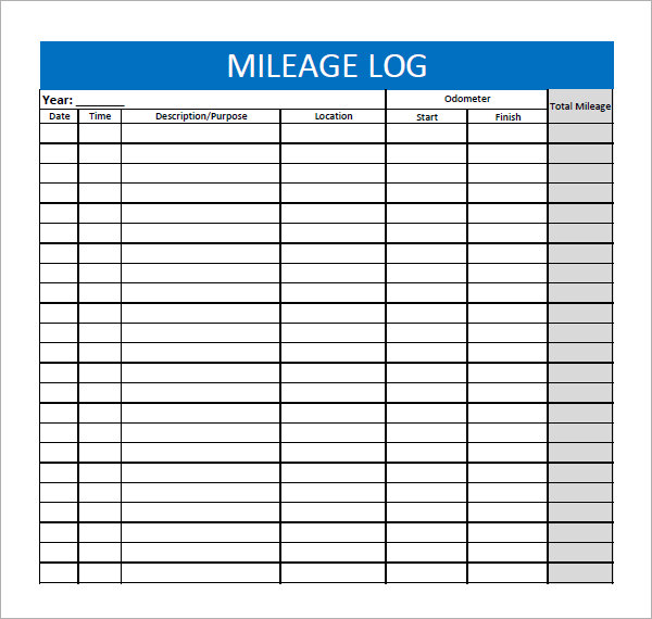 Mileage Chart Template