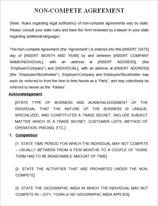 19 Lovely Non Compete Agreement Template Word 