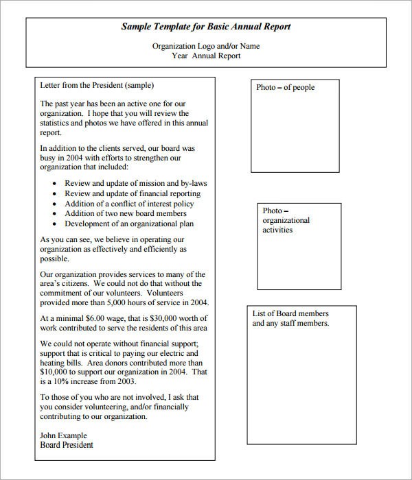 Sample NonProfit Annual Report Format   Non Profit Annual Report Template 