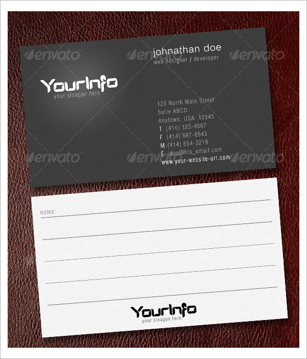 note card template