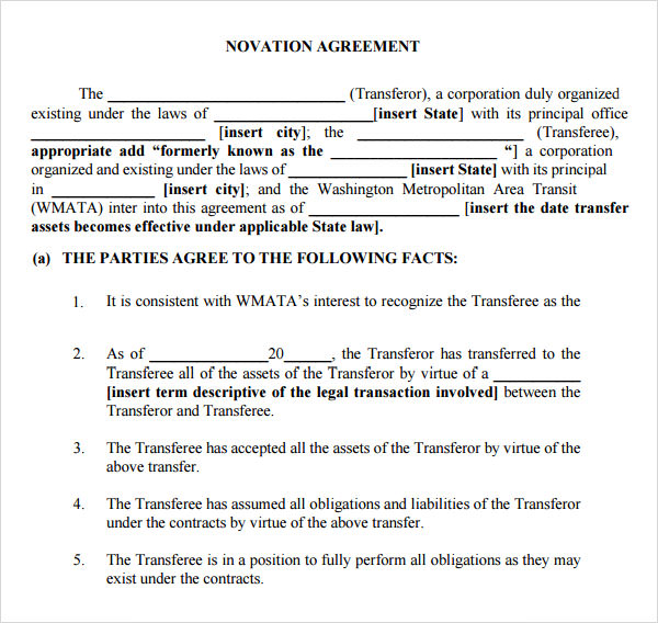 FREE 8+ Sample Novation Agreement Templates in Google Docs MS Word