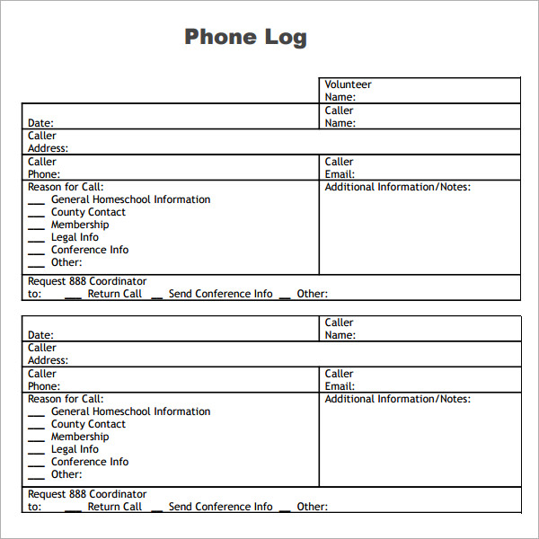 Phone Log Template - 8+ Free Pdf , Doc Download