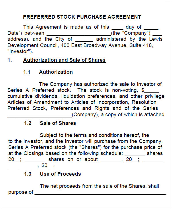 contract pdf insurance of 11 Templates FREE Agreement Purchase Stock Google in Docs