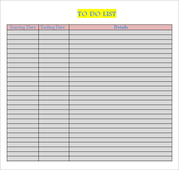FREE 16+ Sample To Do List Templates in MS Word | Excel | PDF