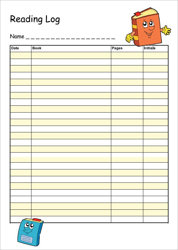 kindergarten printable free reading log 10 PDF, Log  Templates â€“ Word Sample  Sample Reading