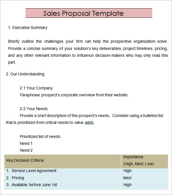 FREE 20 Sample Sales Proposal Templates In Illustrator InDesign MS   Sales Proposal Template Doc1 