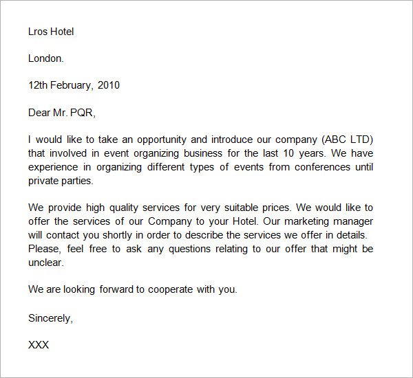 sample business introduction letter