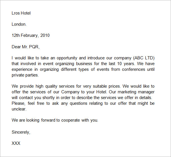 introduction letter to a company