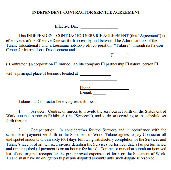 service agreement template pdf