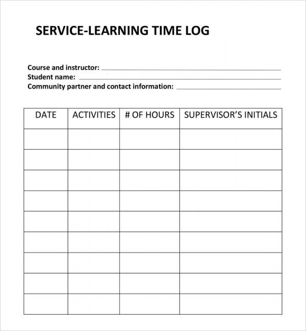 service learning timelog