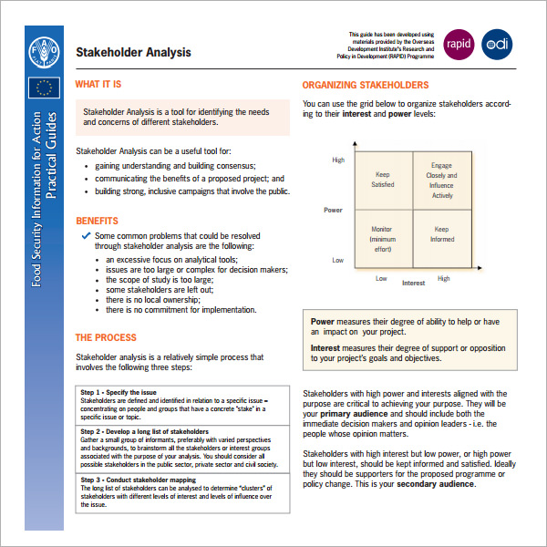 stakeholder analysis template project management