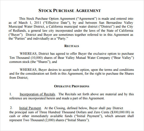 Stock Purchase Agreement  11+ Download Documents in PDF, Word