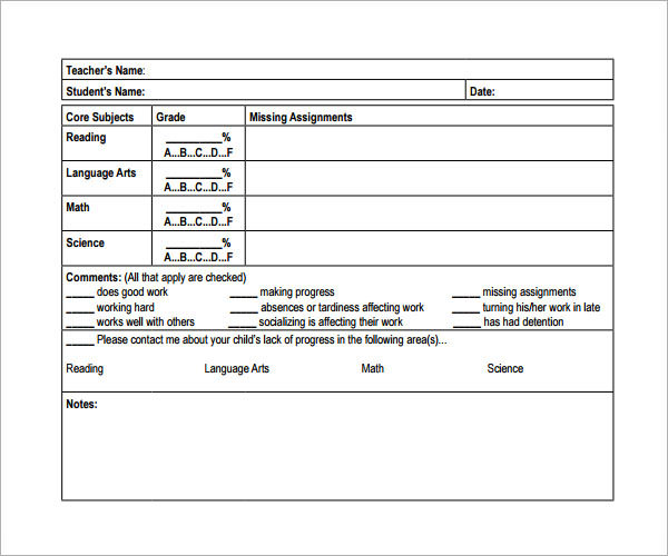 Educational Progress Report Template