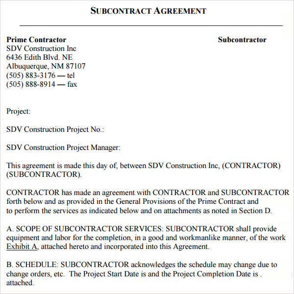 Construction Subcontractor Agreement Template, 8 things a subcontractor ...