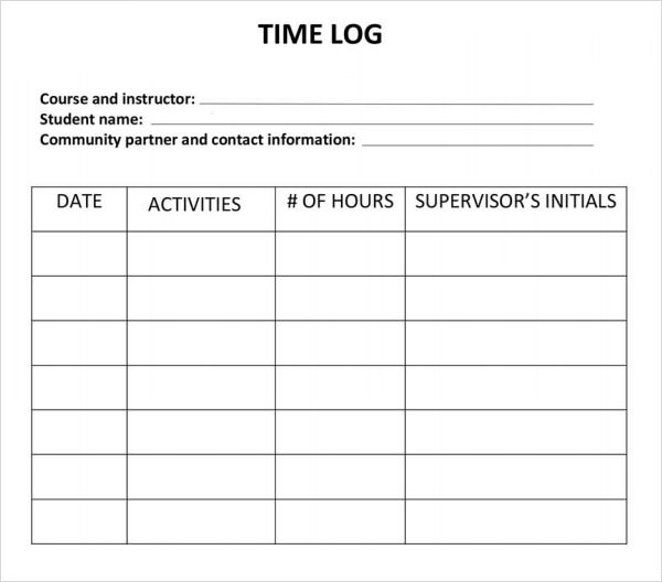 time log template