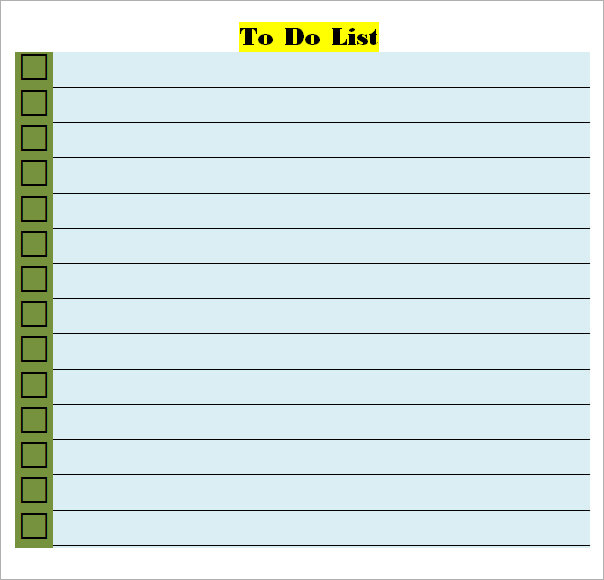 daily to do list template for word