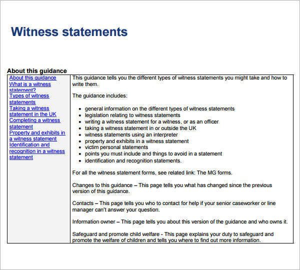 witness statement form
