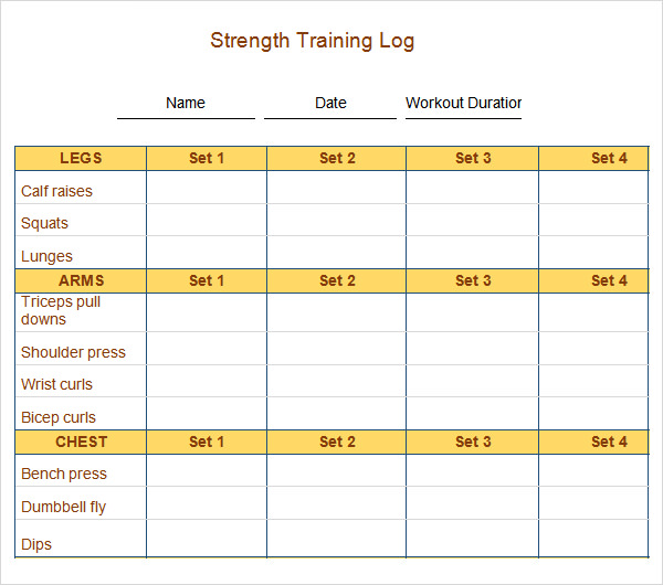 workout log template advanced