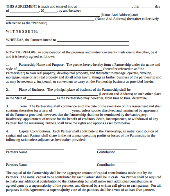 business contract partnership template