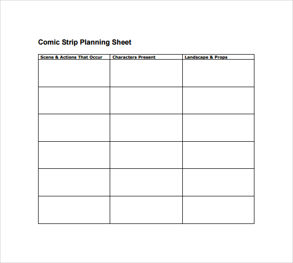 comic strip planning sheet