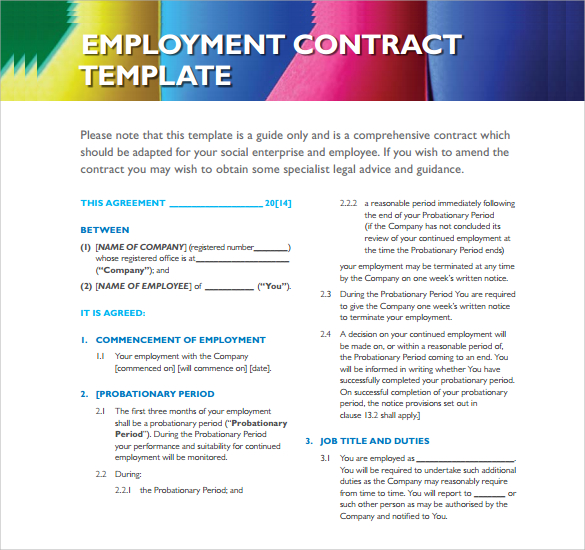 Temporary employment contract