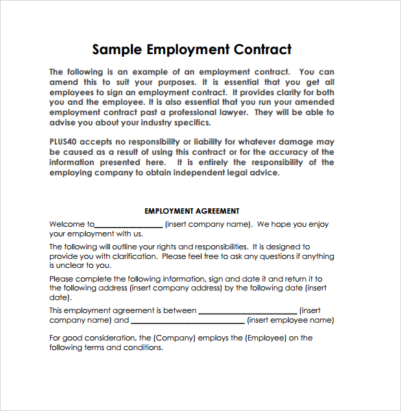 15 useful sample employment contract templates to download sample