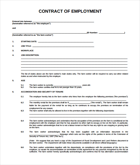 15 Useful Sample Employment Contract Templates To Download Sample Templates 4699